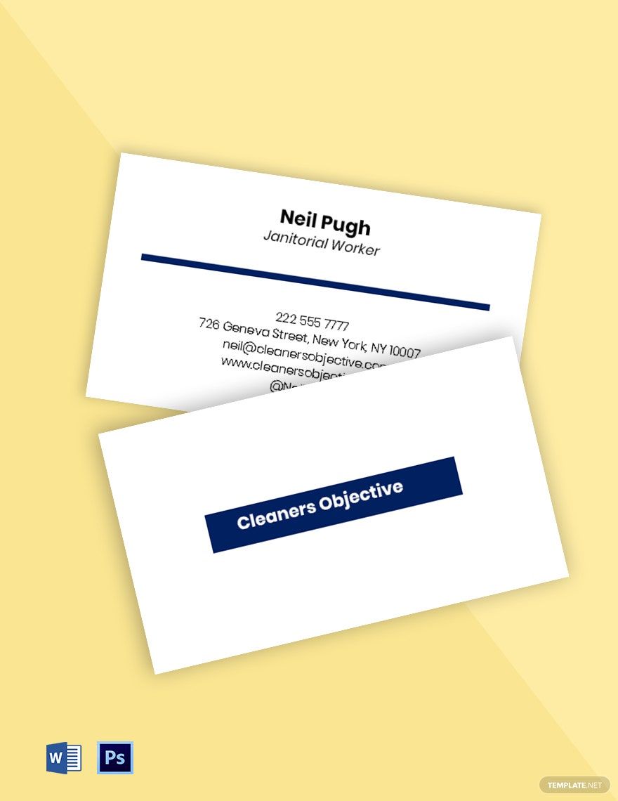 Free Janitorial & Office Cleaning Business Card Template