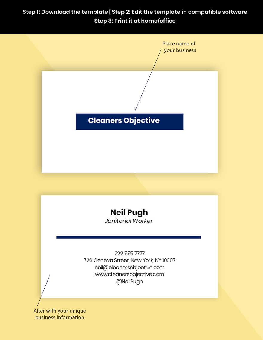 Janitorial & Office Cleaning Business Card Template