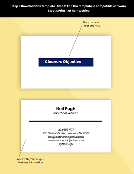 Free Janitorial & Office Cleaning Business Card Template to Edit Online