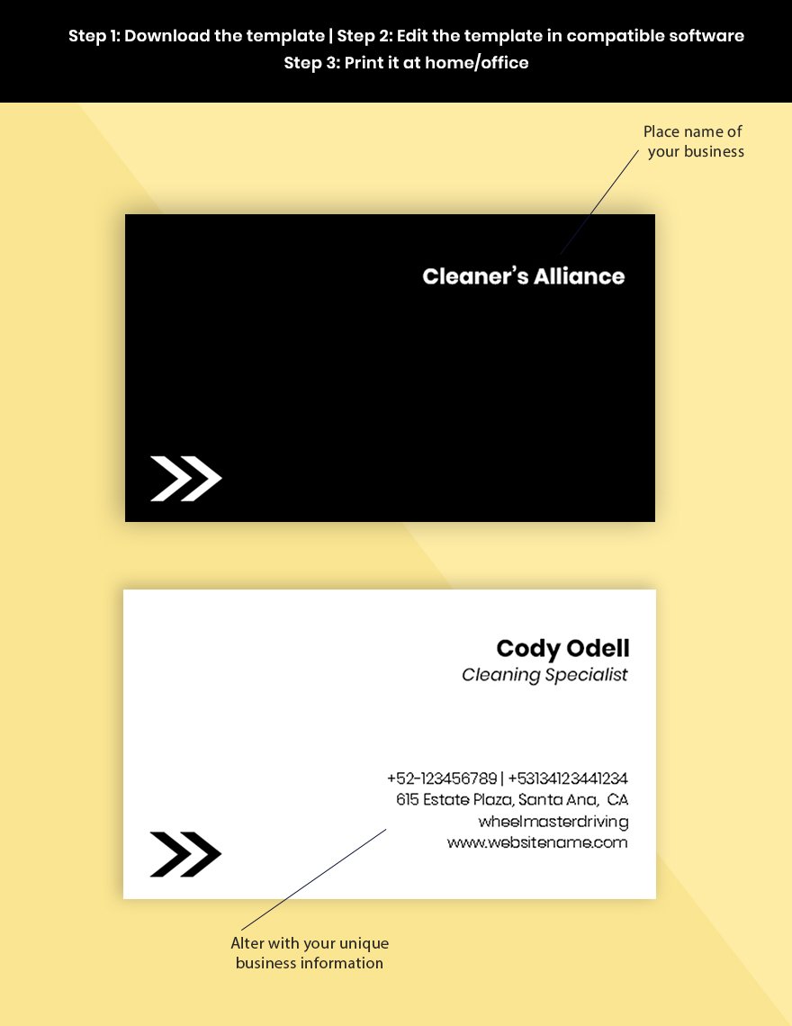 Professional Cleaning Service Business Card Template