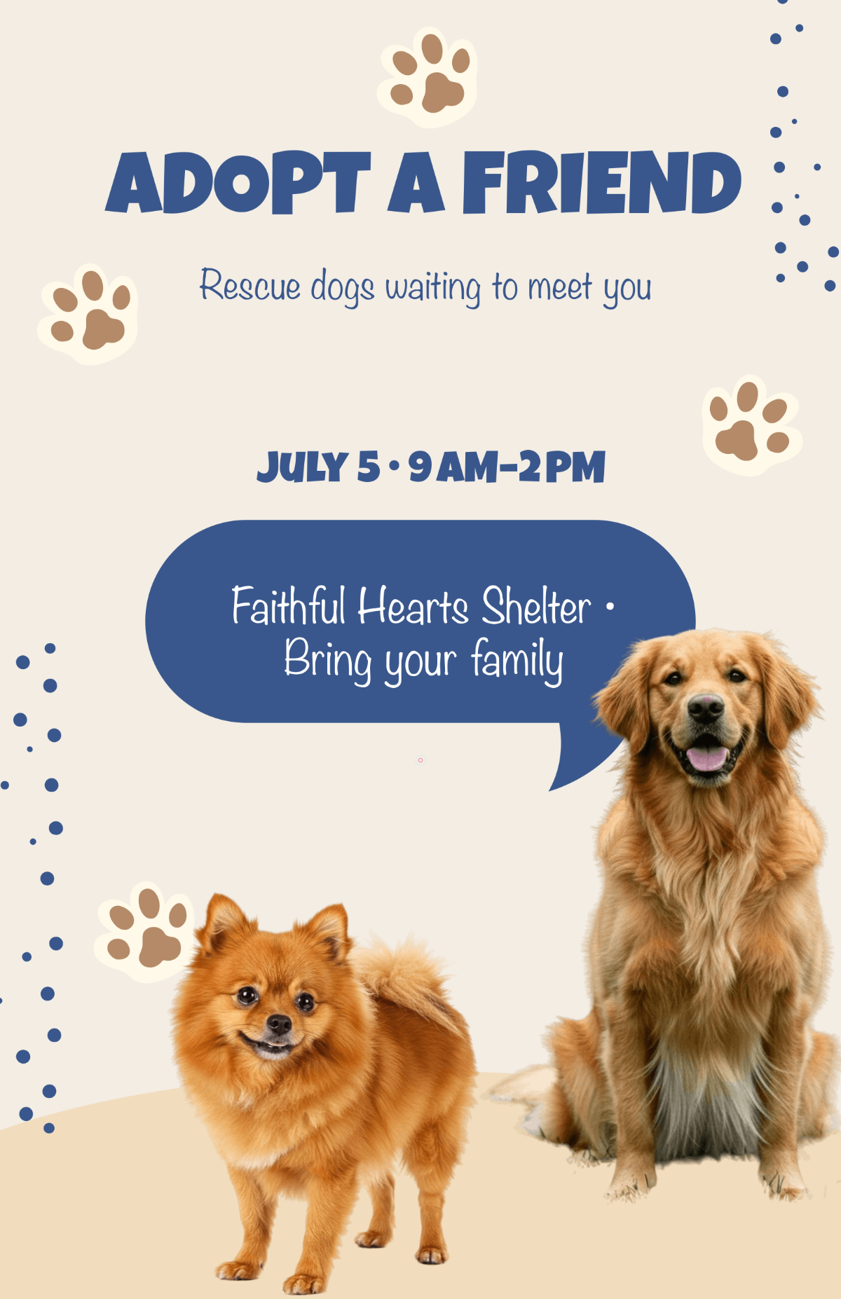 Free Nonprofit Dog Adoption Poster Template to Edit Online