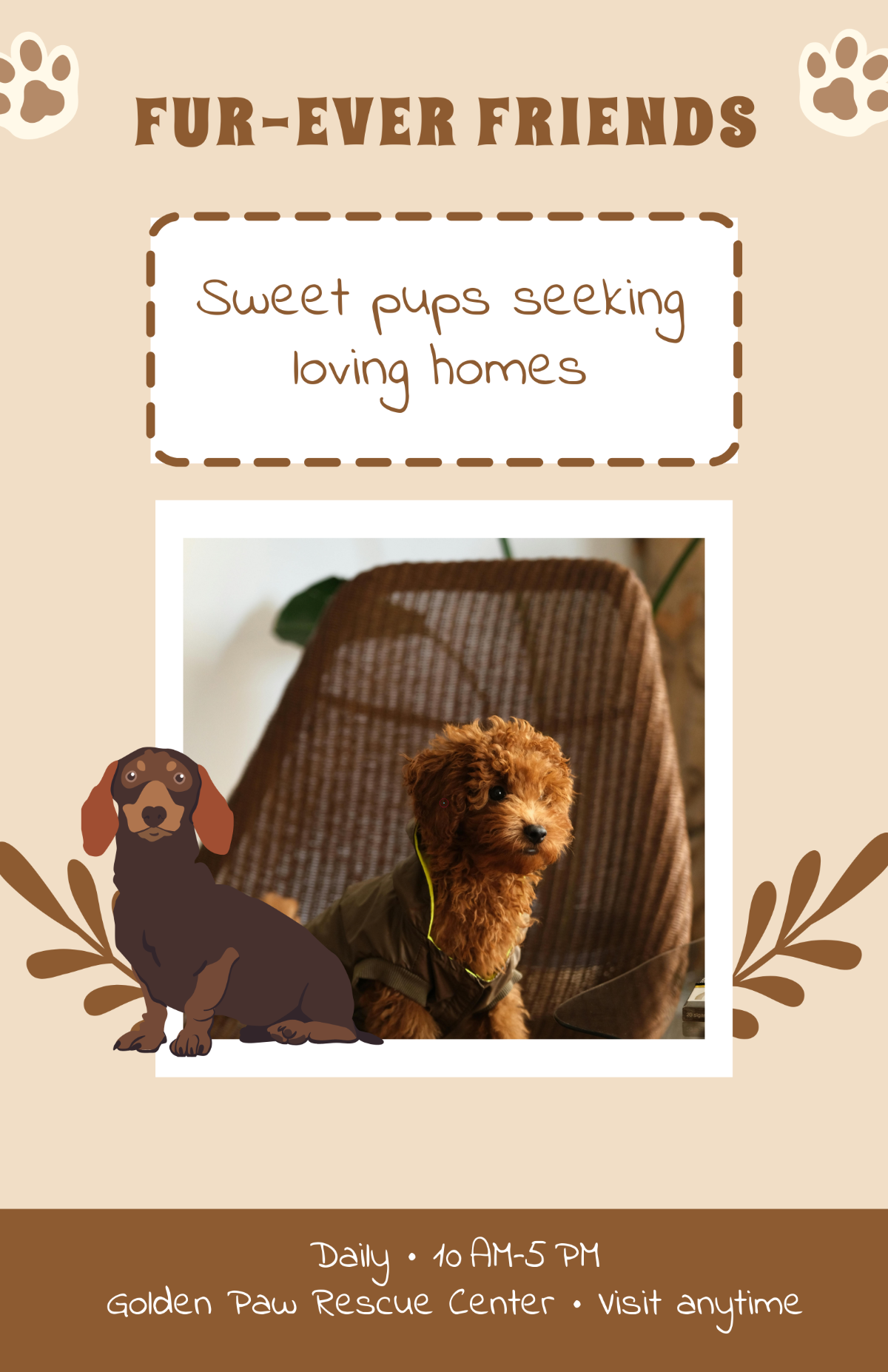 Free Attractive Dog Adoption Poster Template to Edit Online