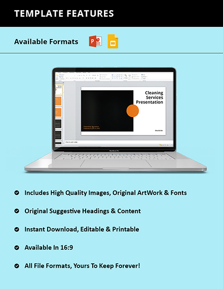 Free Sample Cleaning Services Presentation Template to Edit Online