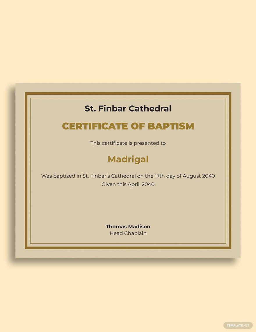 Free Catholic Church Baptism Certificate