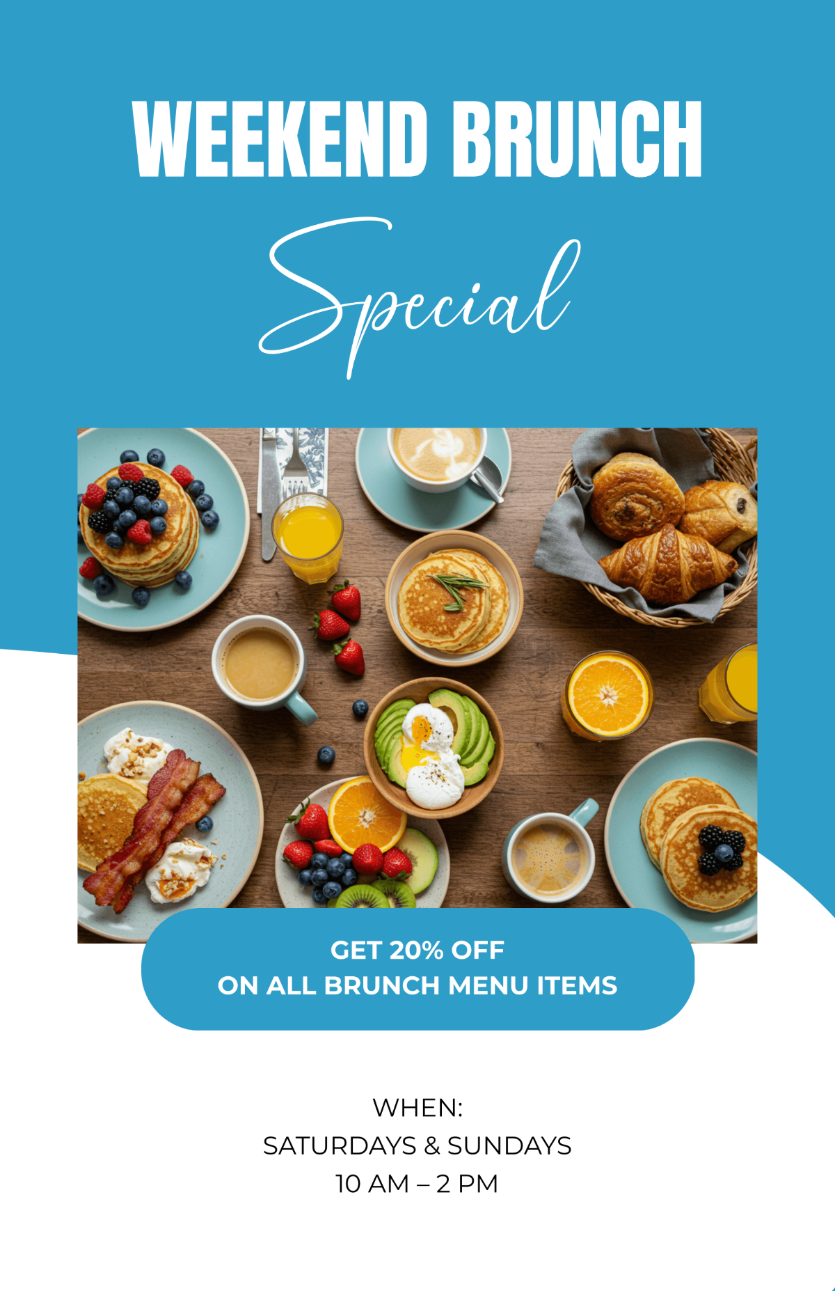 Free Brunch Discount Poster Template to Edit Online