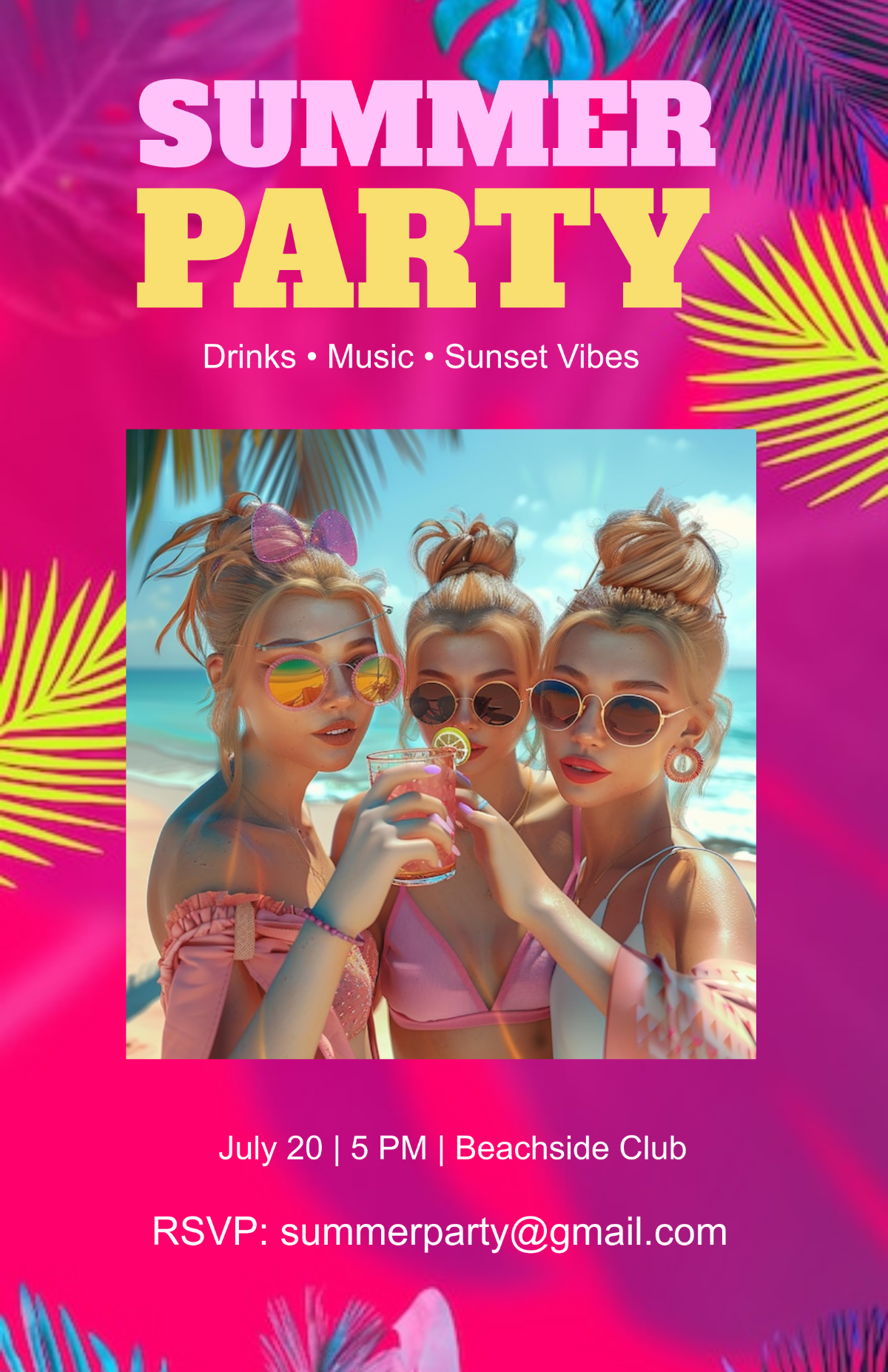 Free Summer Party Poster Template to Edit Online