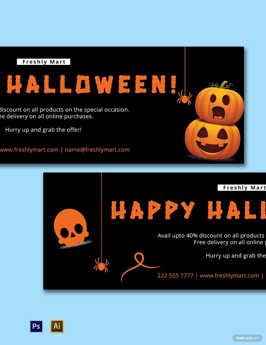 Halloween Banner Template in Illustrator, PSD
