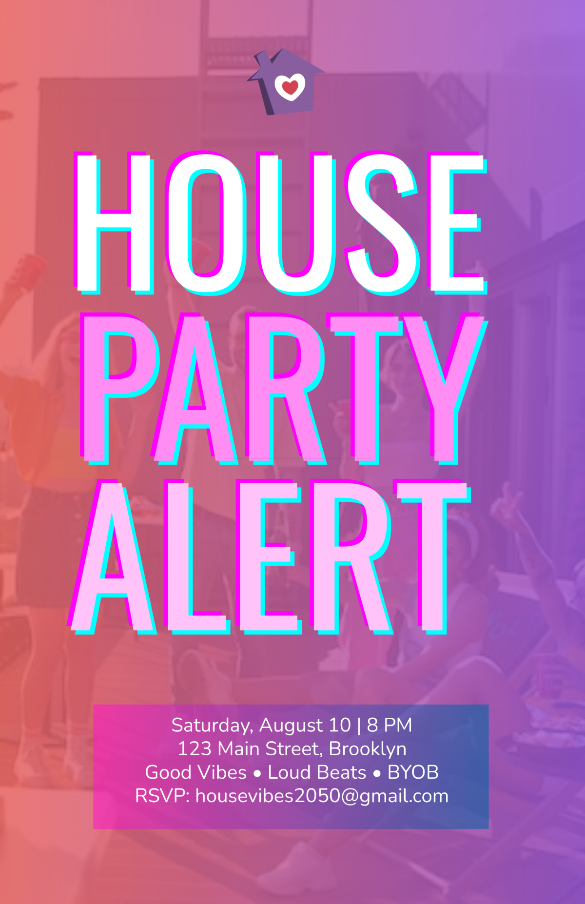 Free House Party Poster Template to Edit Online