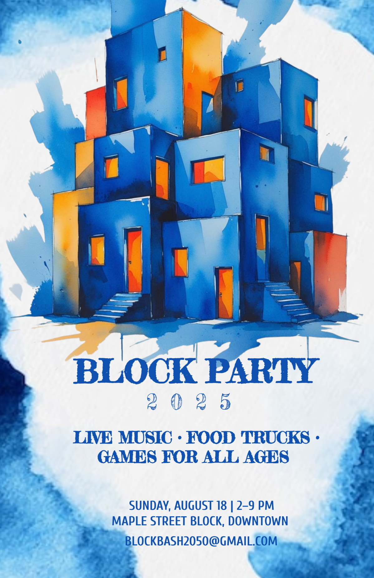 Free Blue Block Party Poster Template to Edit Online
