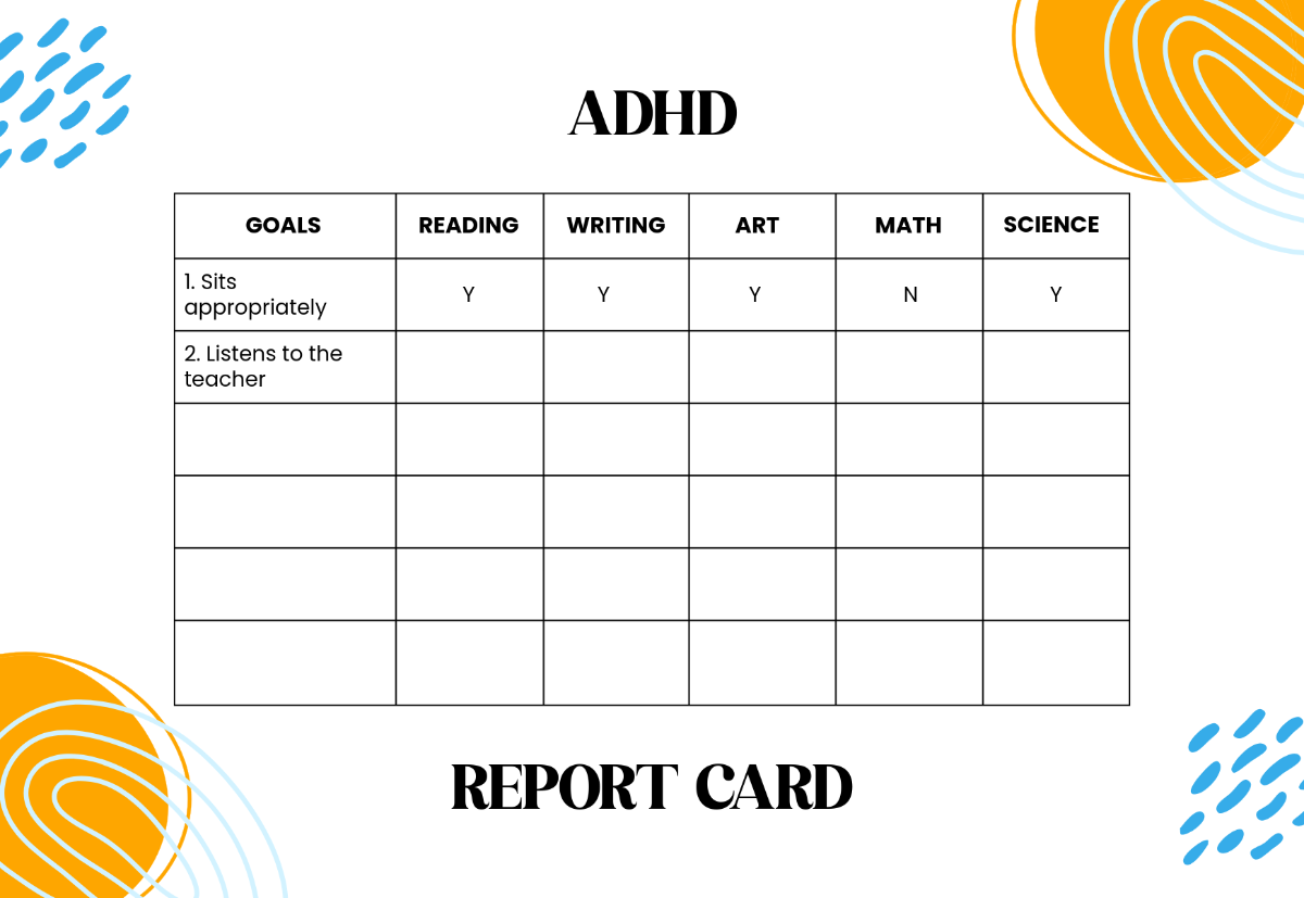 Free ADHD Report Card Template