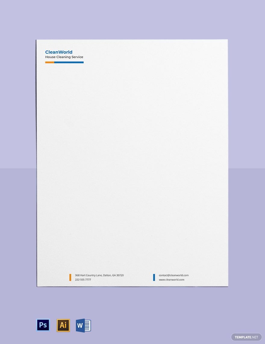 House Cleaning Service Company Letterhead Template
