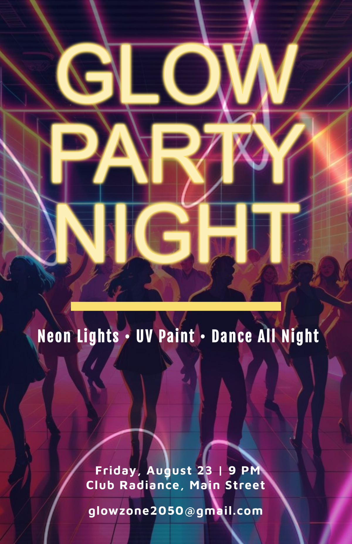 Free Glow Party Poster Template to Edit Online