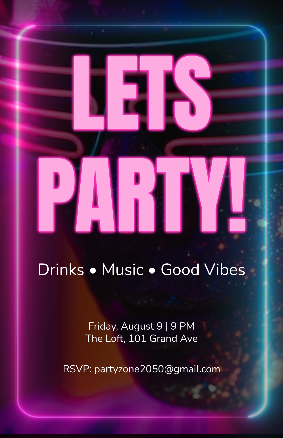 Free Neon Background Party Poster Template to Edit Online