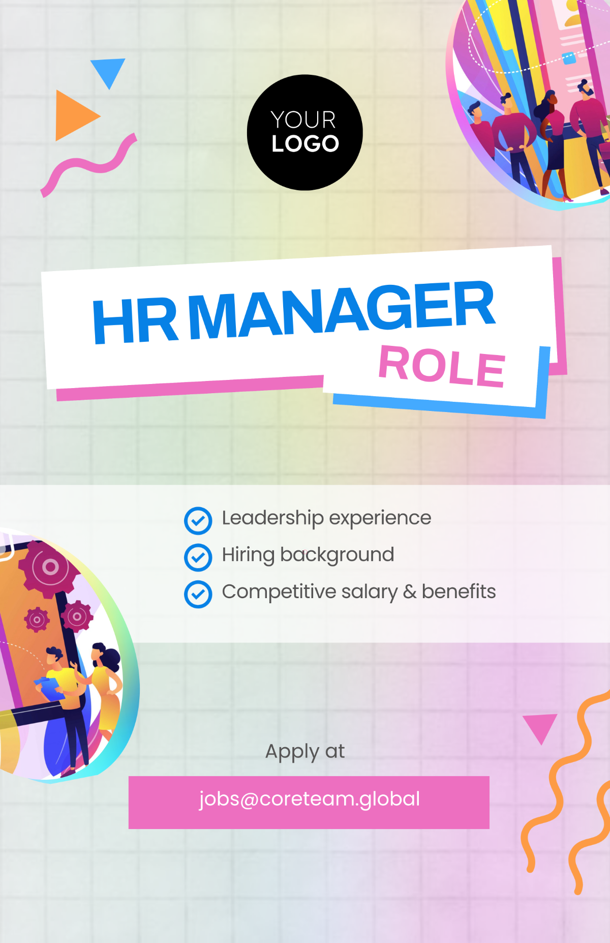Free Colorful HR Manager Job Poster Template to Edit Online