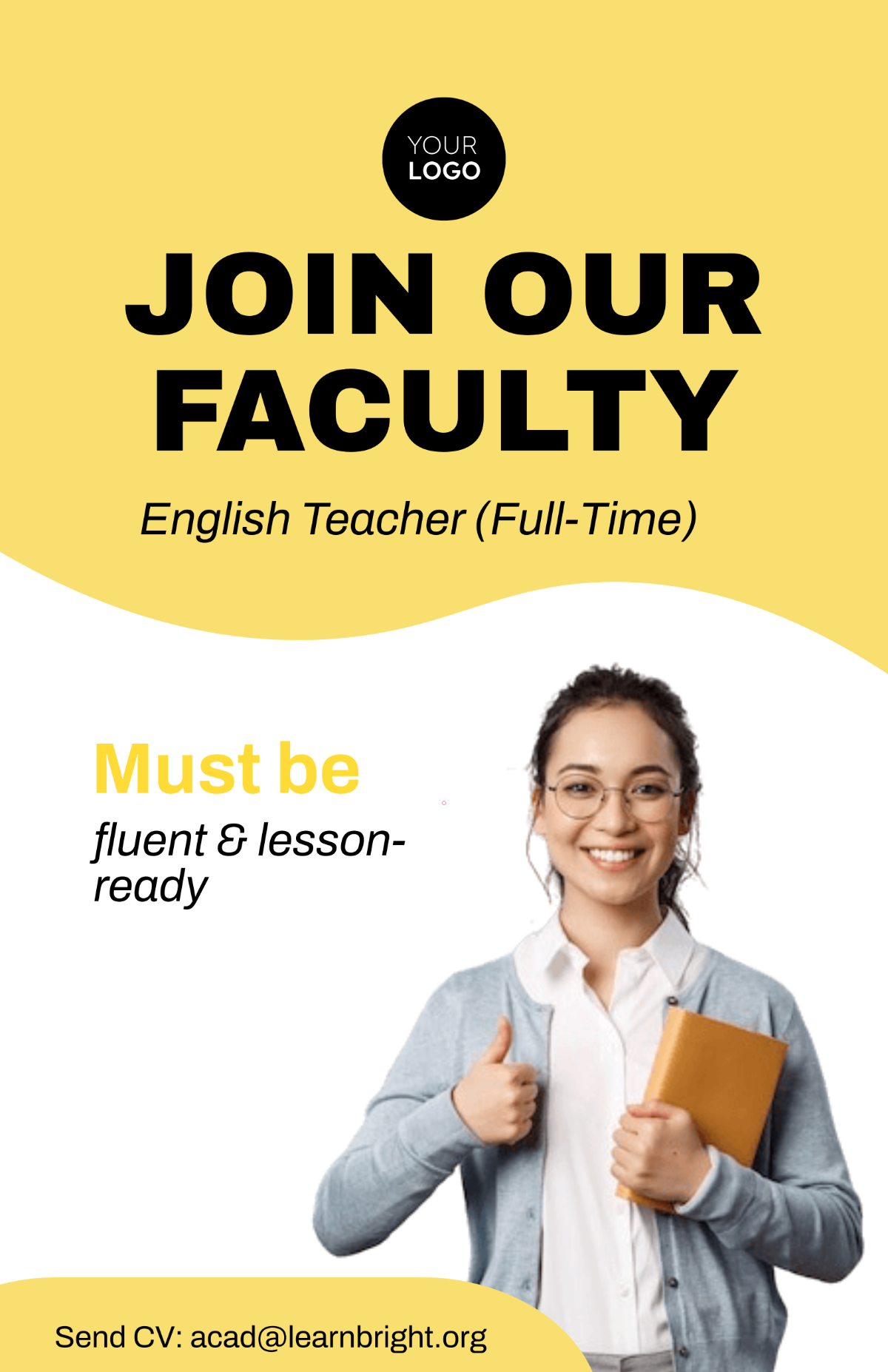 Free Professional English Teaching Job Poster Template to Edit Online