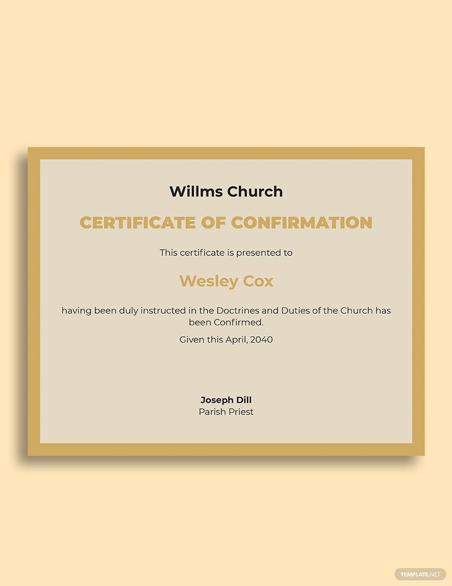 Confirmation Church Certificate Template