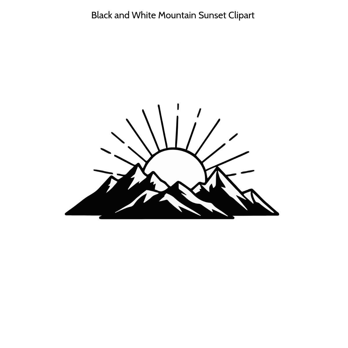 Free Black and White Mountain Sunset Clipart to Edit Online