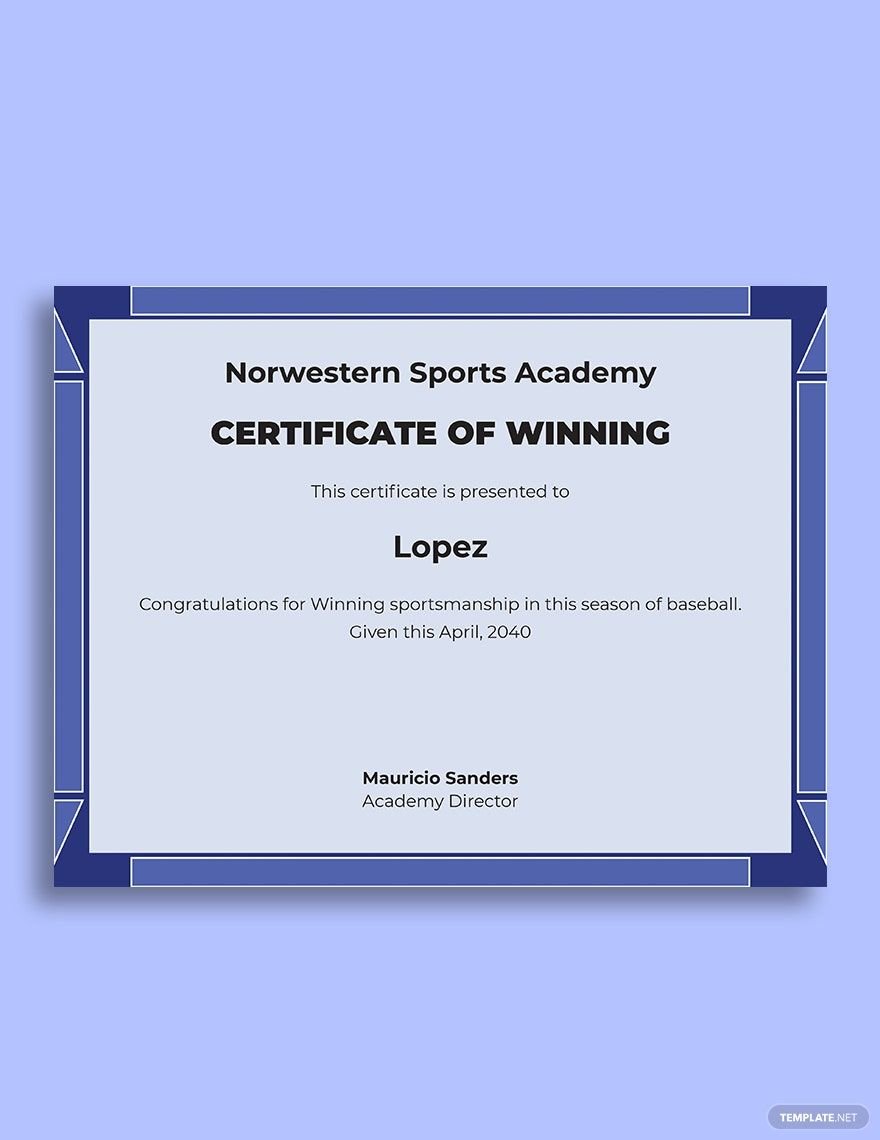 Free Sports Winning Congratulation Certificate