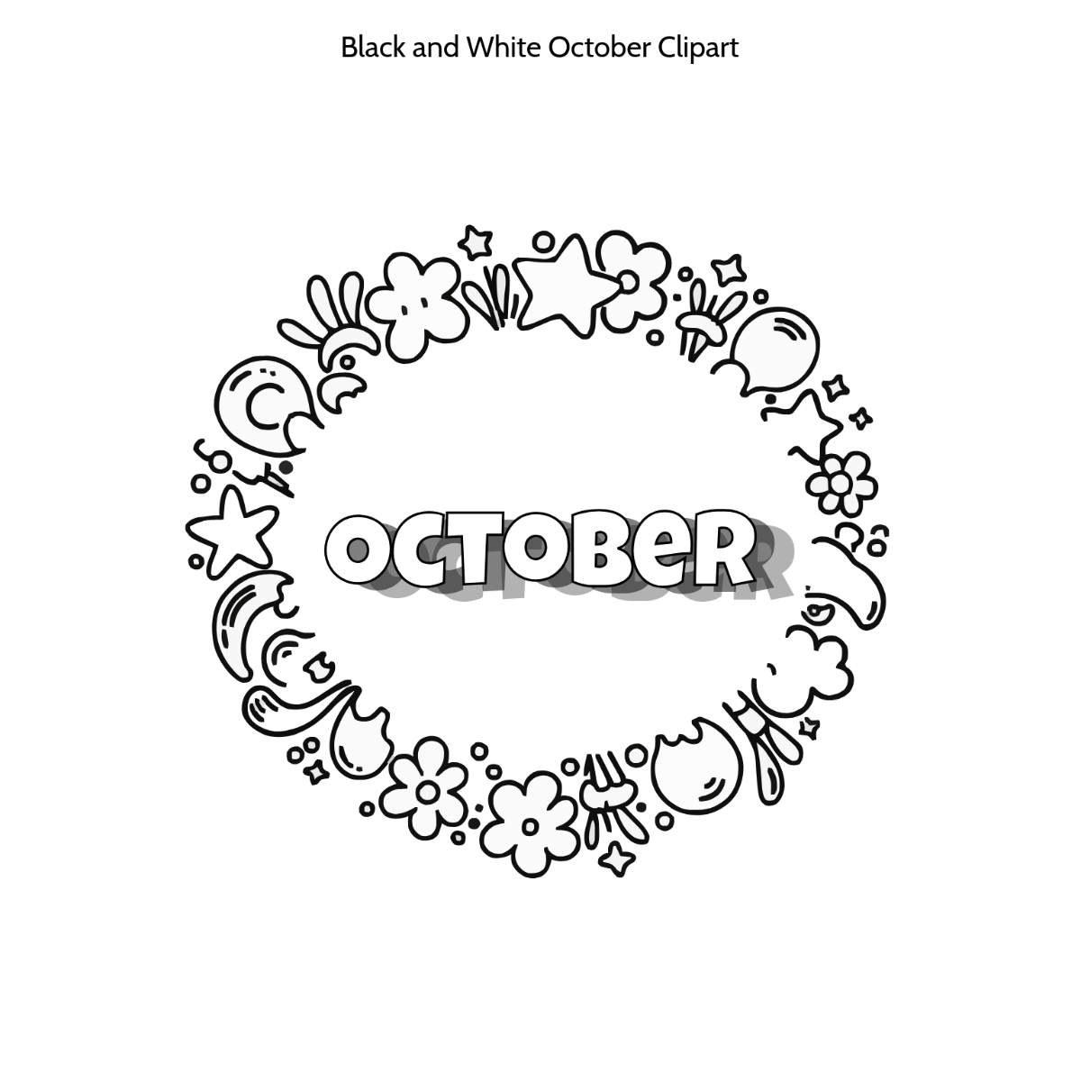 Free Black and White October Clipart to Edit Online