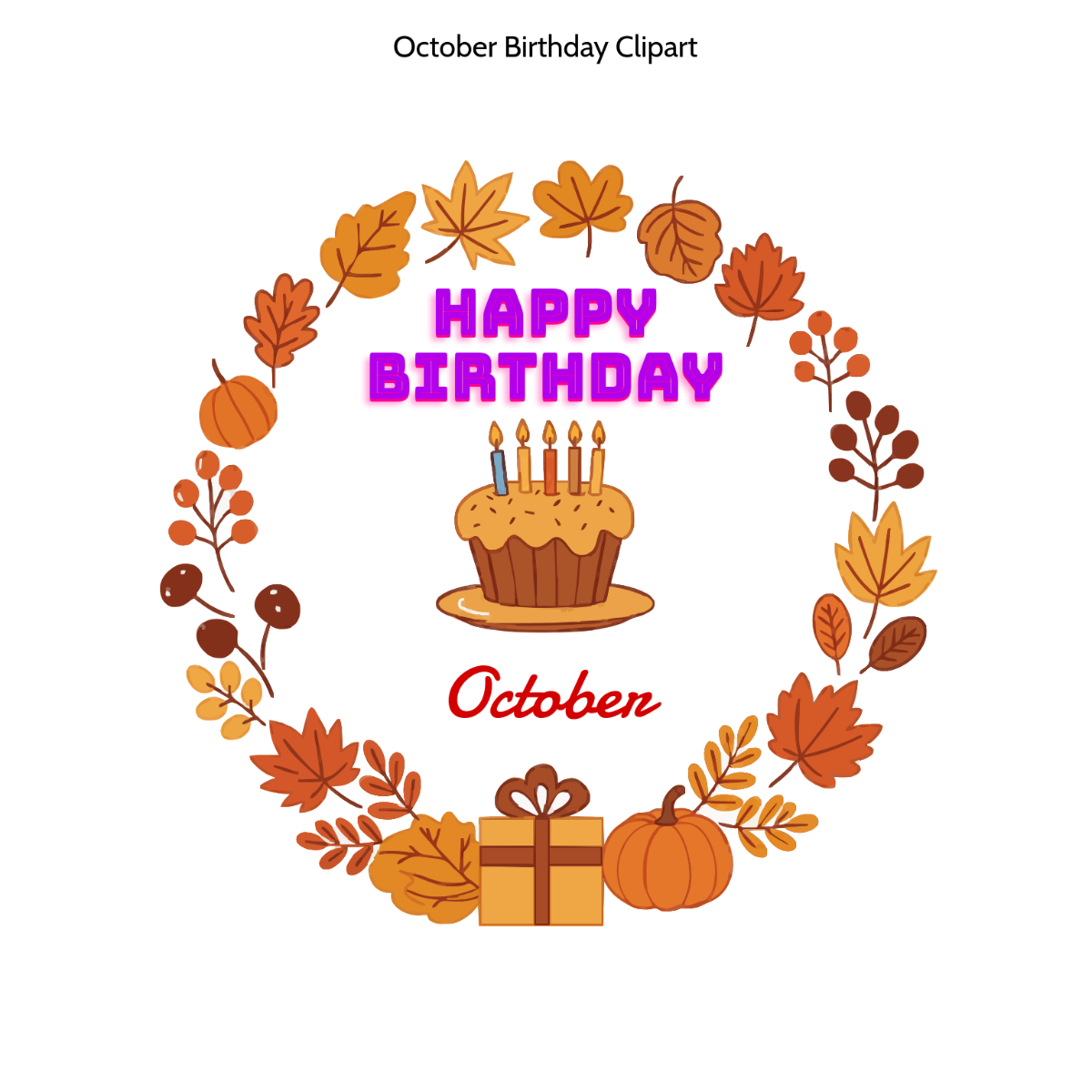 Free October Birthday Clipart to Edit Online