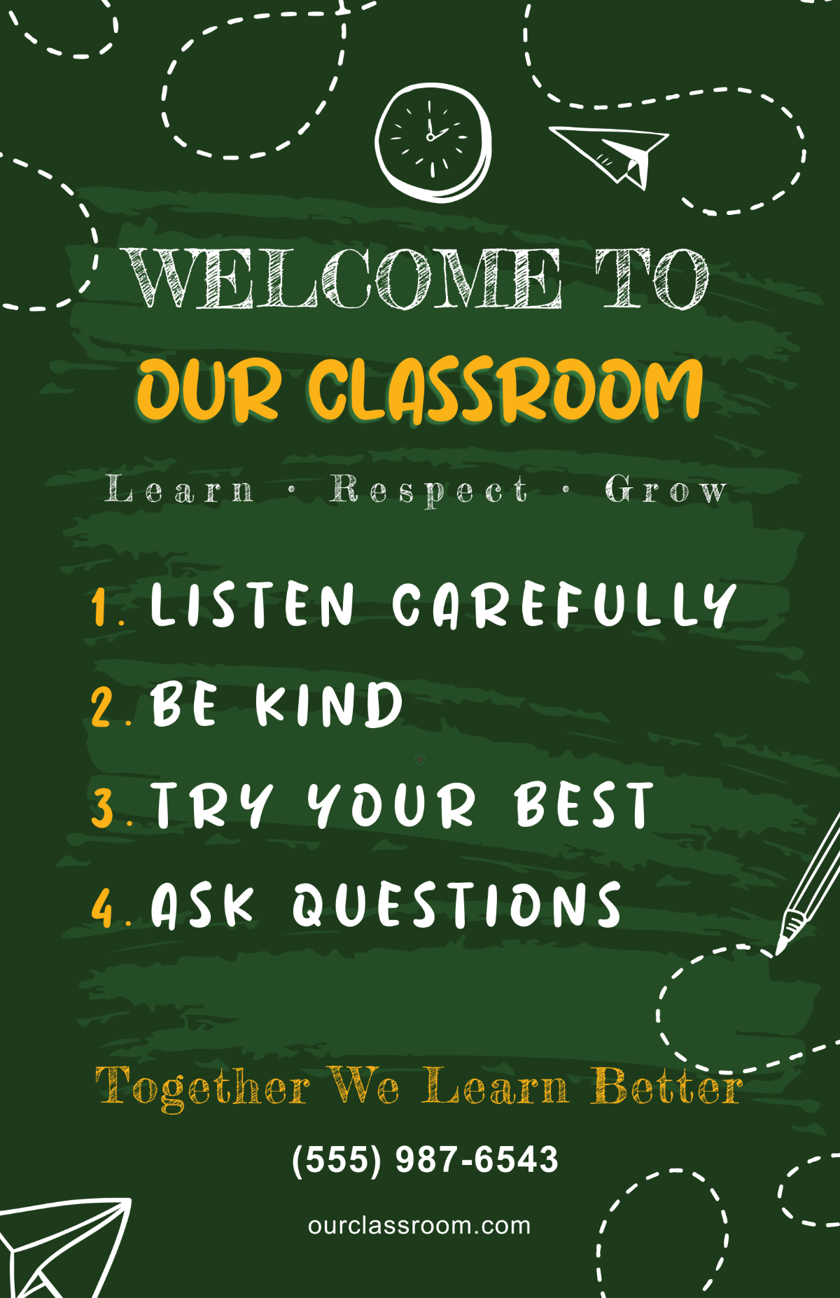 Free Green Classroom Informational Poster Template
