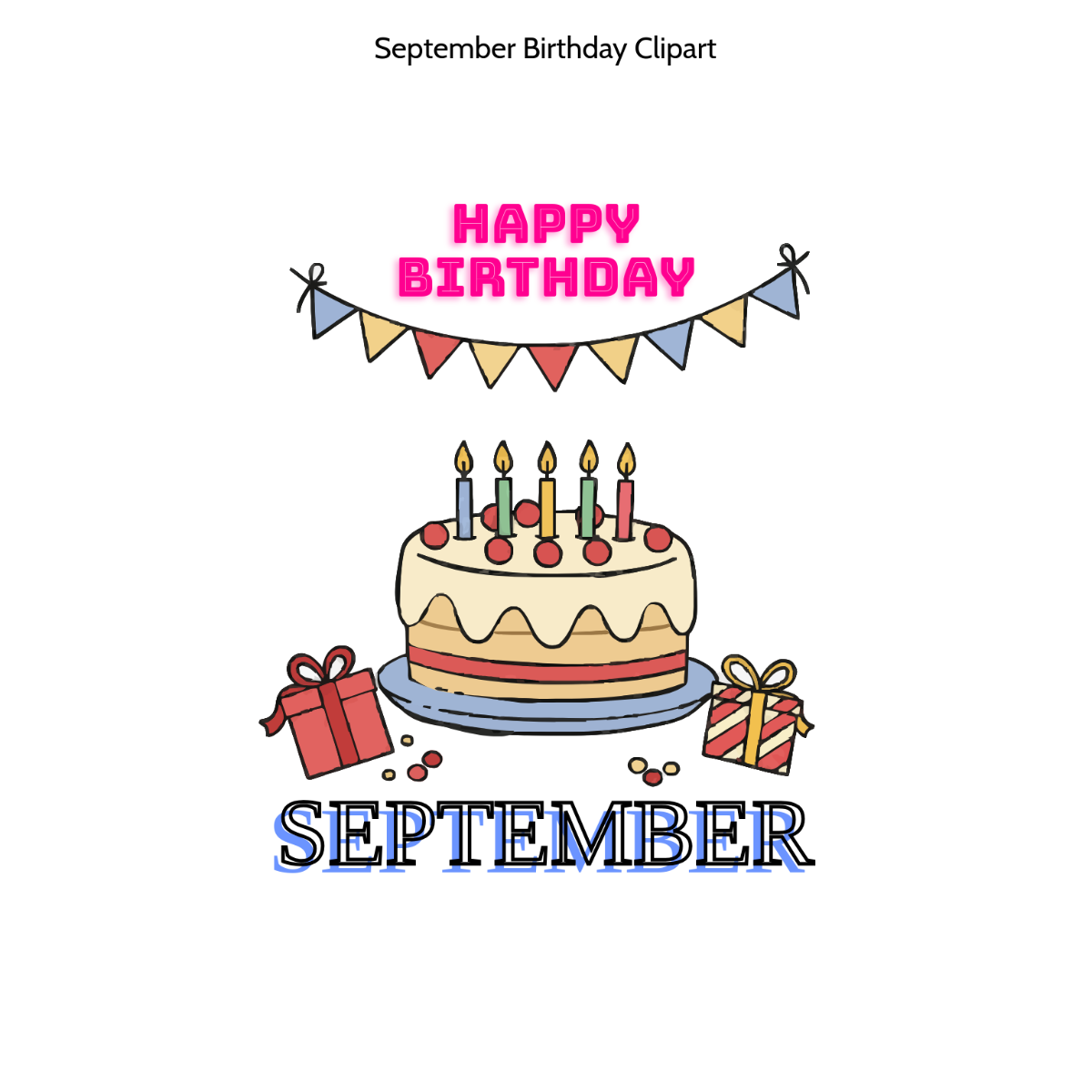 Free September Birthday Clipart Template