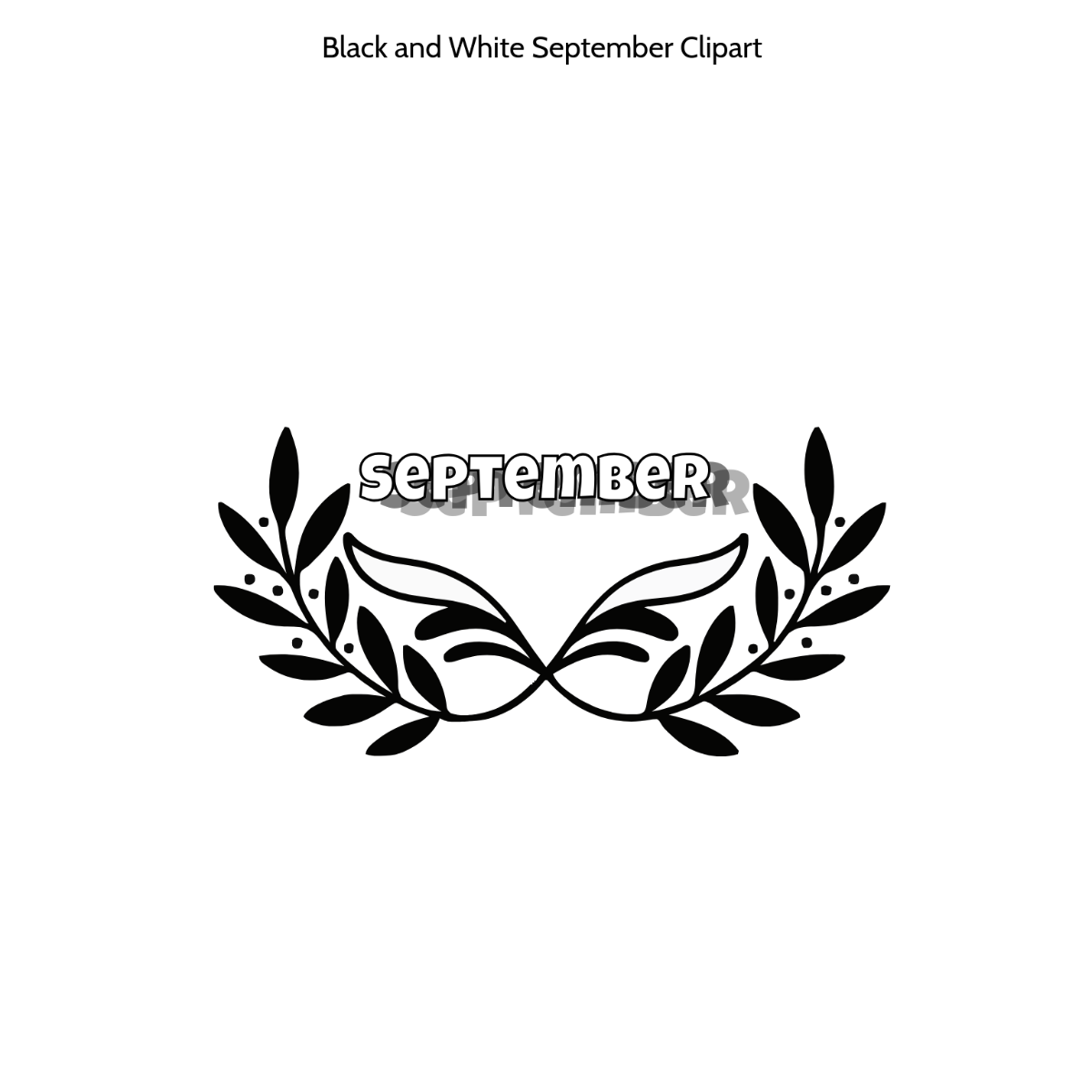 Black and White September Clipart Black and White September Clipart