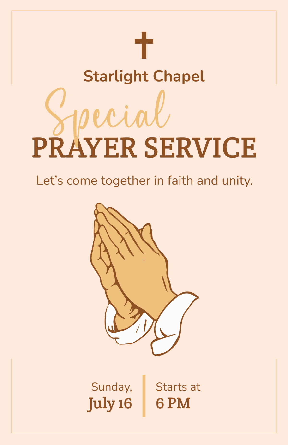Free Simple Prayer Service Poster Template to Edit Online