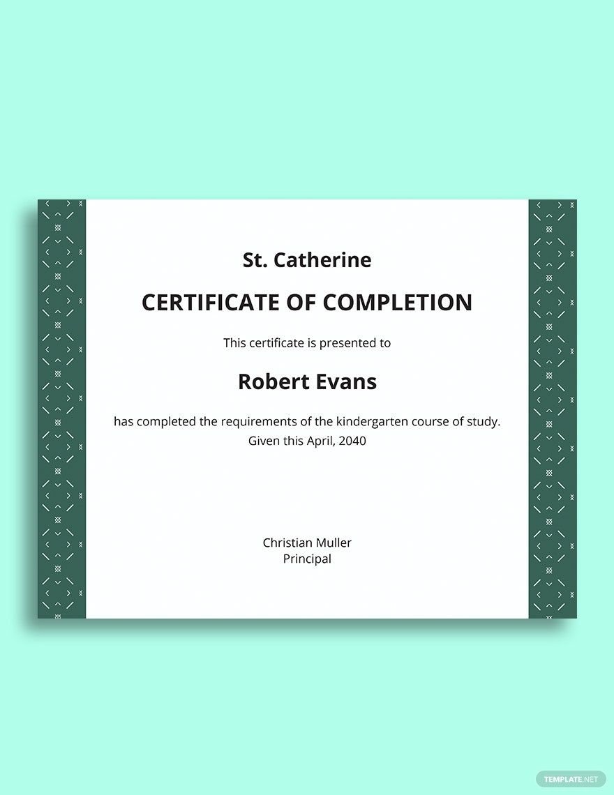 Kindergarten Certificate Of Completion Template