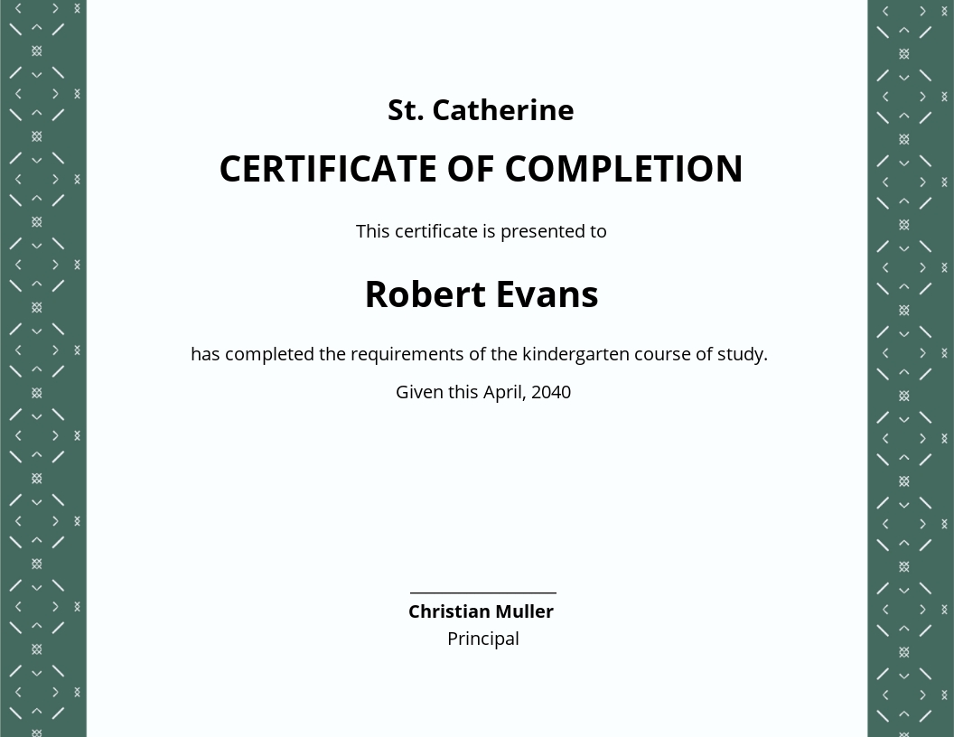 Kindergarten Completion Certificate Template in Word | Template.net