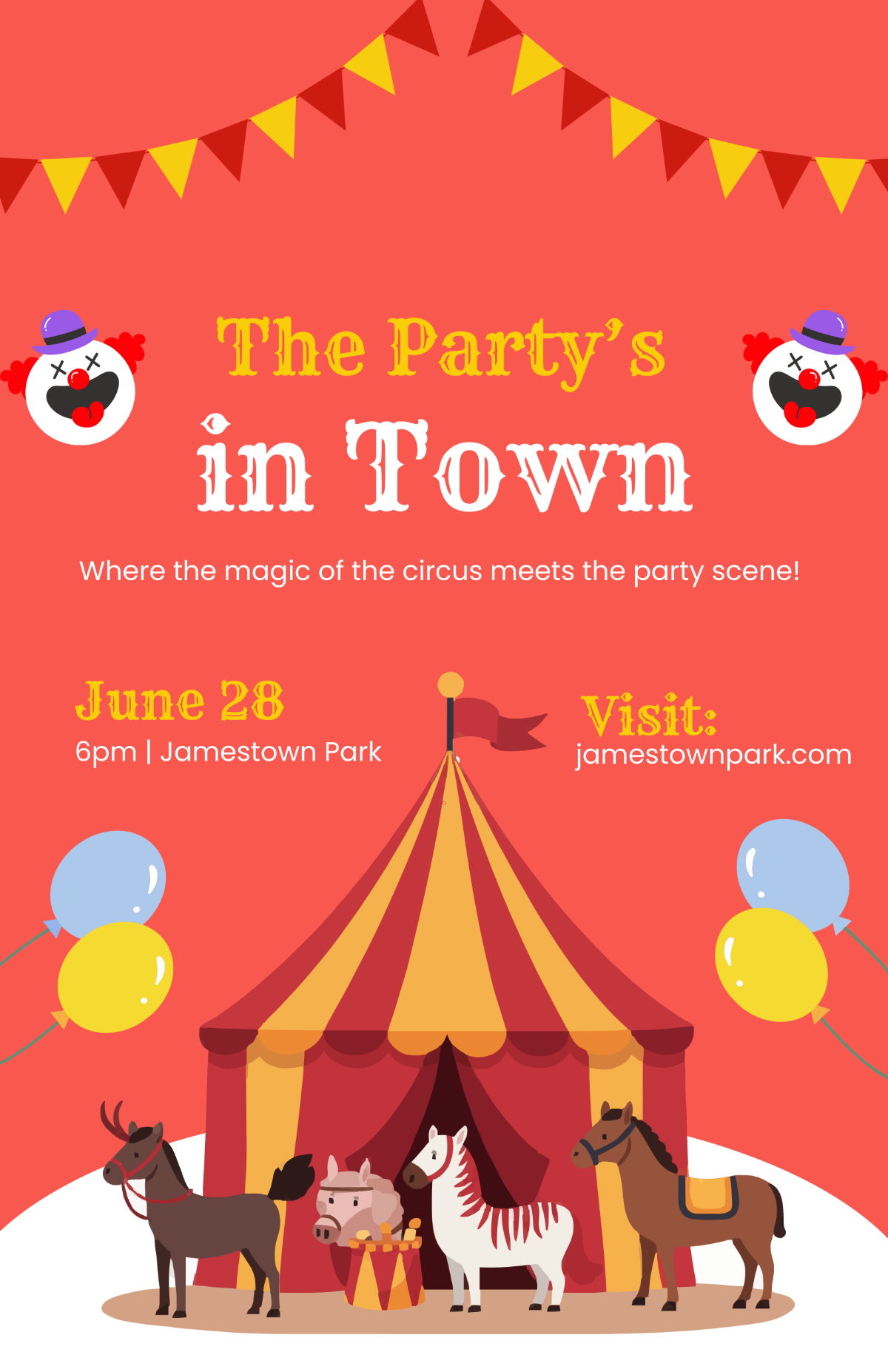 Free Circus Party Poster Template to Edit Online