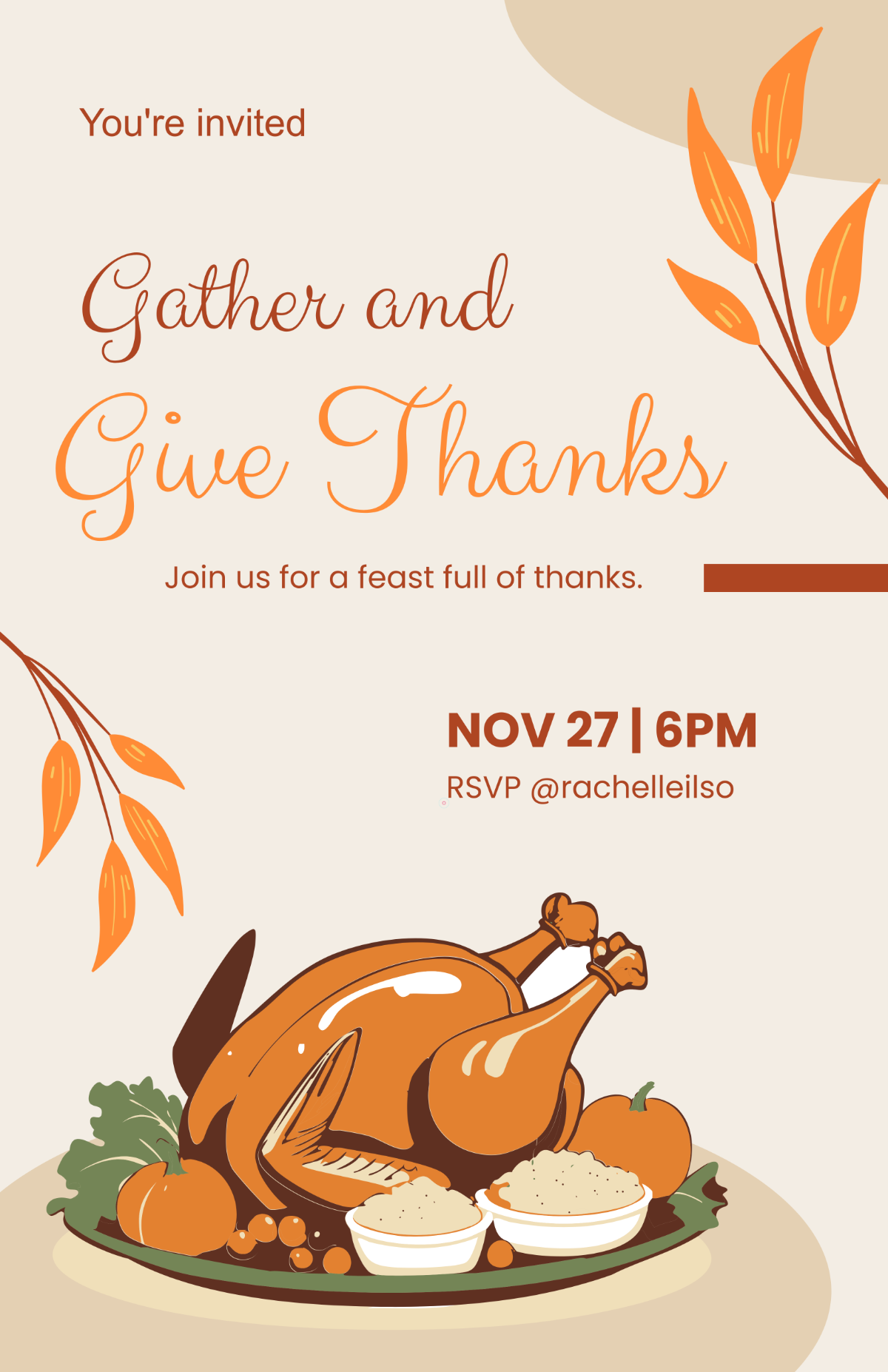 Free Thanksgiving Party Poster Template to Edit Online