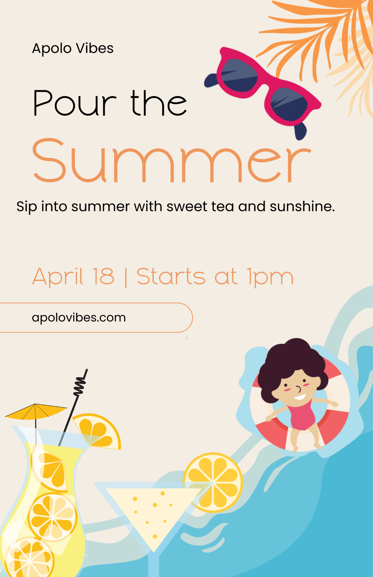 Free Summer Tea Party Poster Template to Edit Online