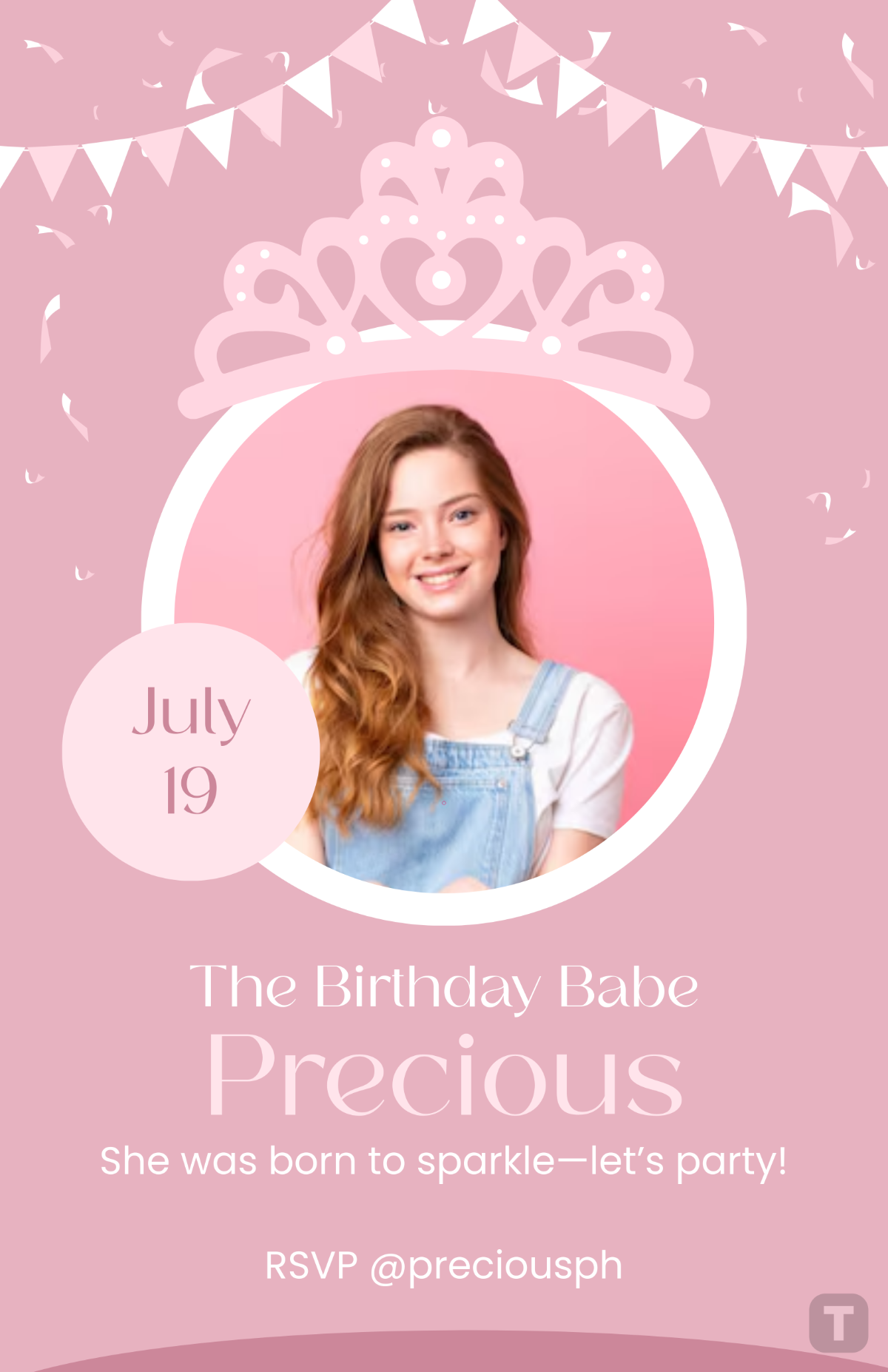 Free Girl Birthday Party Poster Template to Edit Online