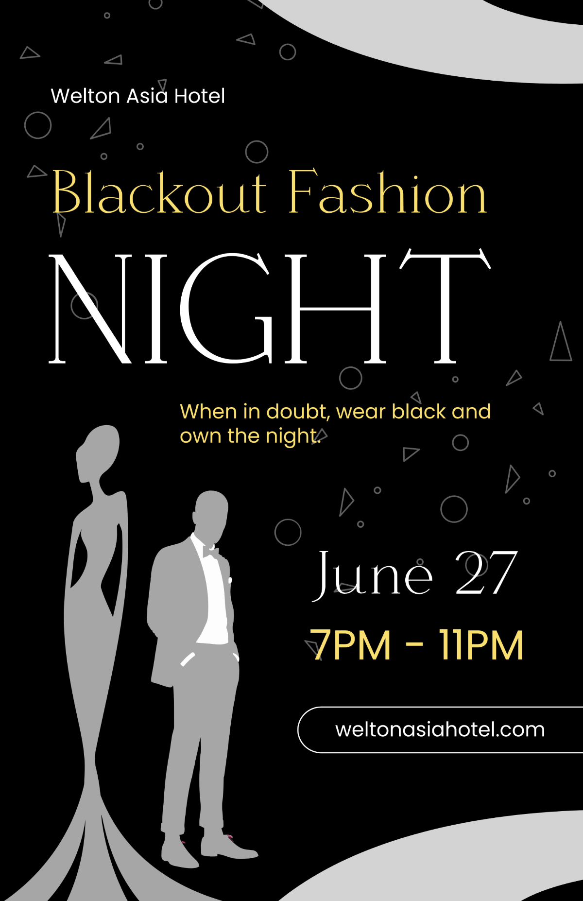 Free Black Fashion Party Poster Template to Edit Online