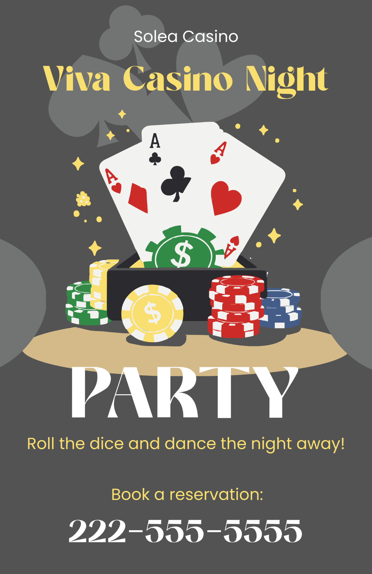 Free Casino Night Party Poster Template to Edit Online