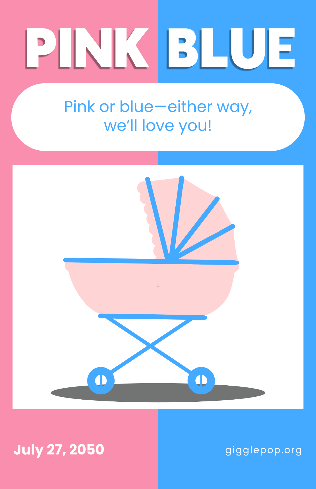 Free Cartoon Gender Reveal Poster Template
