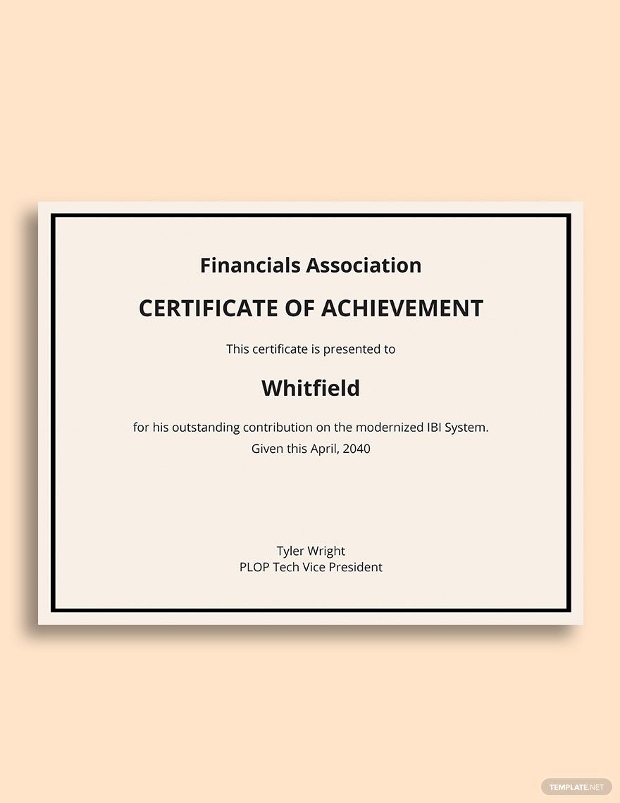 Program Achievement Certificate Template