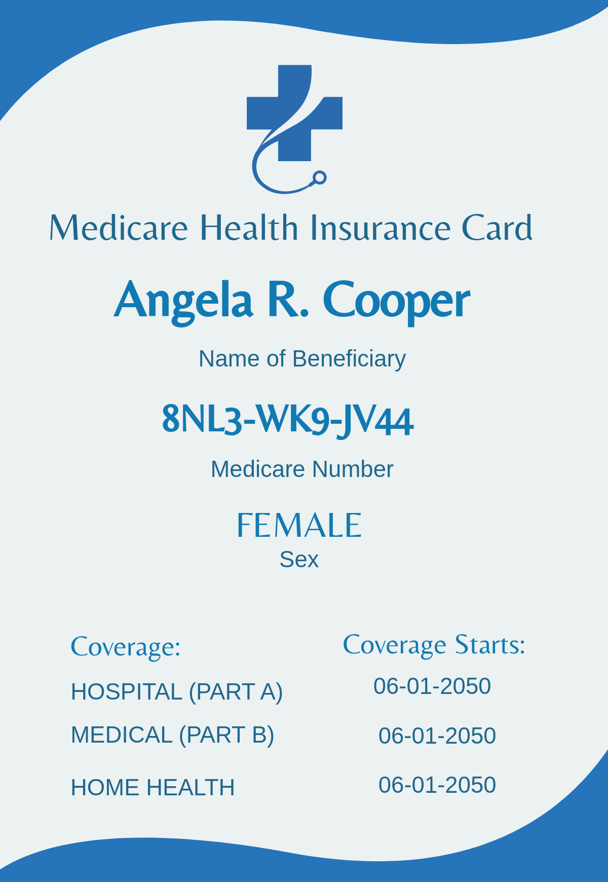 Free Vertical Medicare Card Design Template