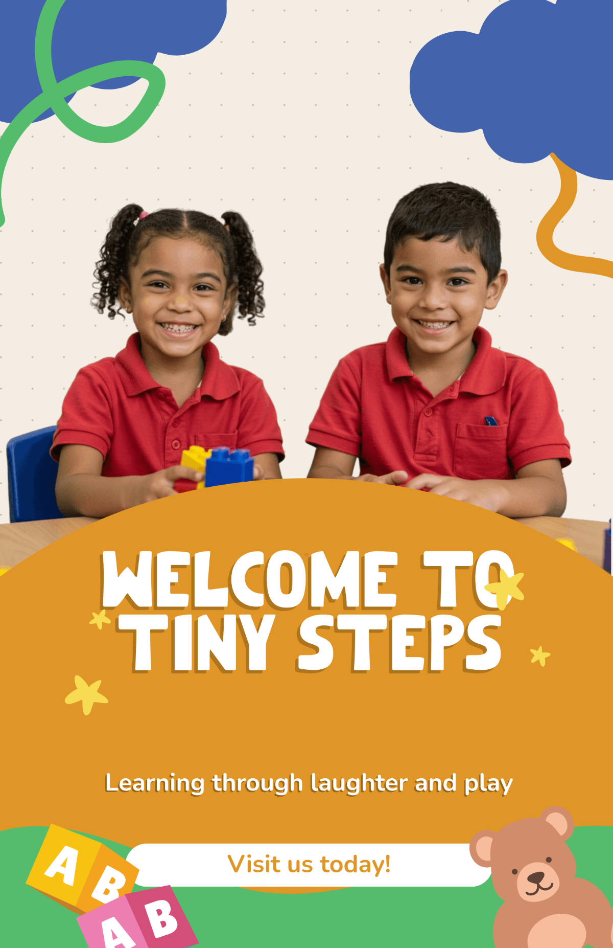 Free Portrait Kindergarten Poster Template