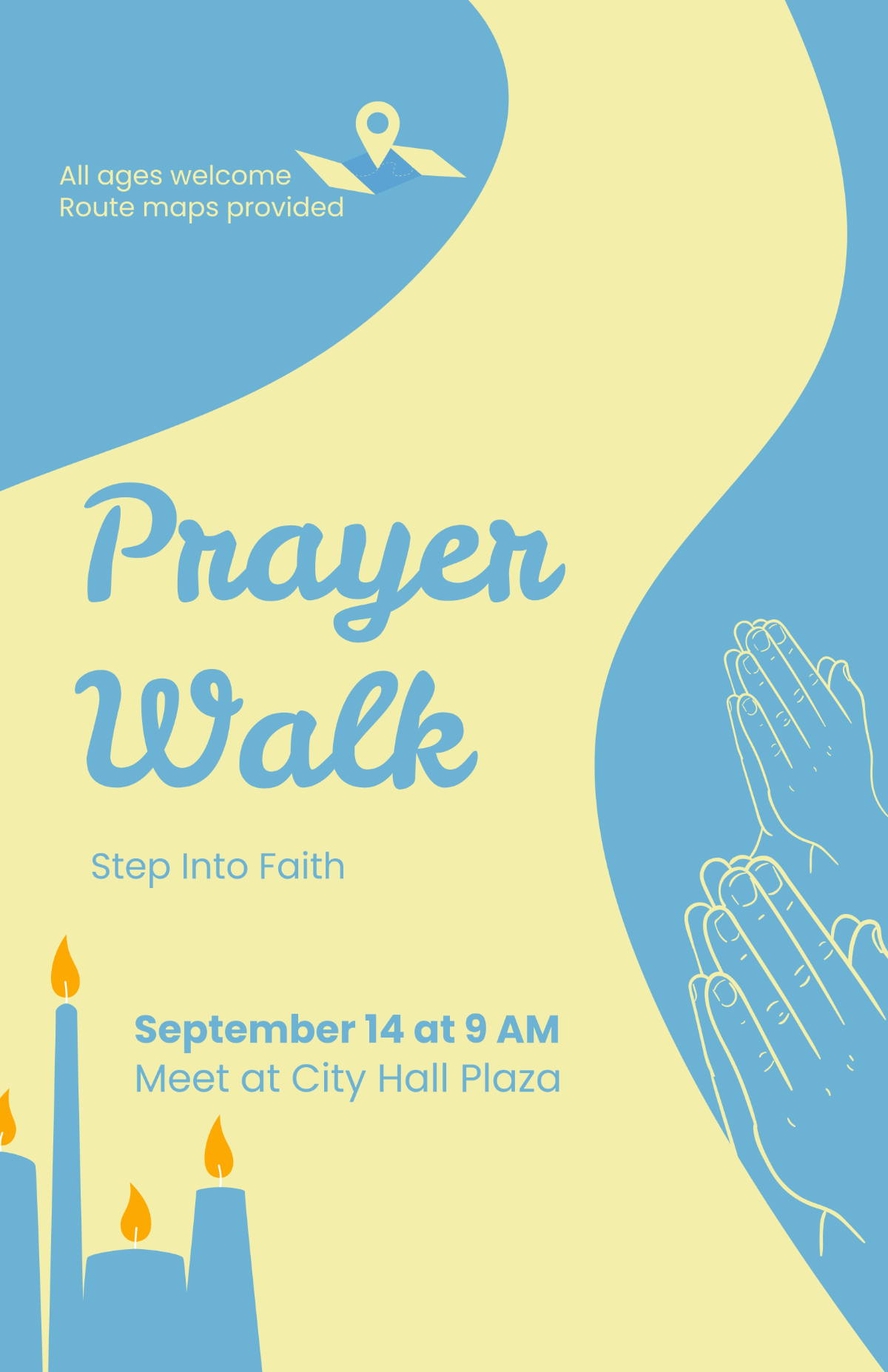 Free Blue Prayer Walk Poster Template to Edit Online