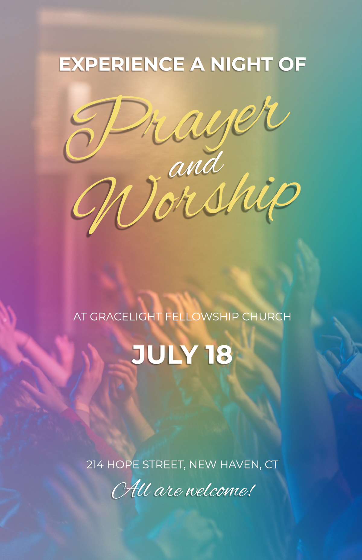 Free Colorful Prayer Music Poster Template to Edit Online