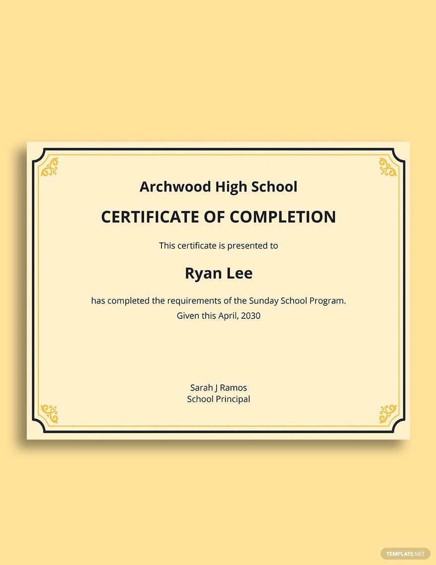School Program Certificate Template