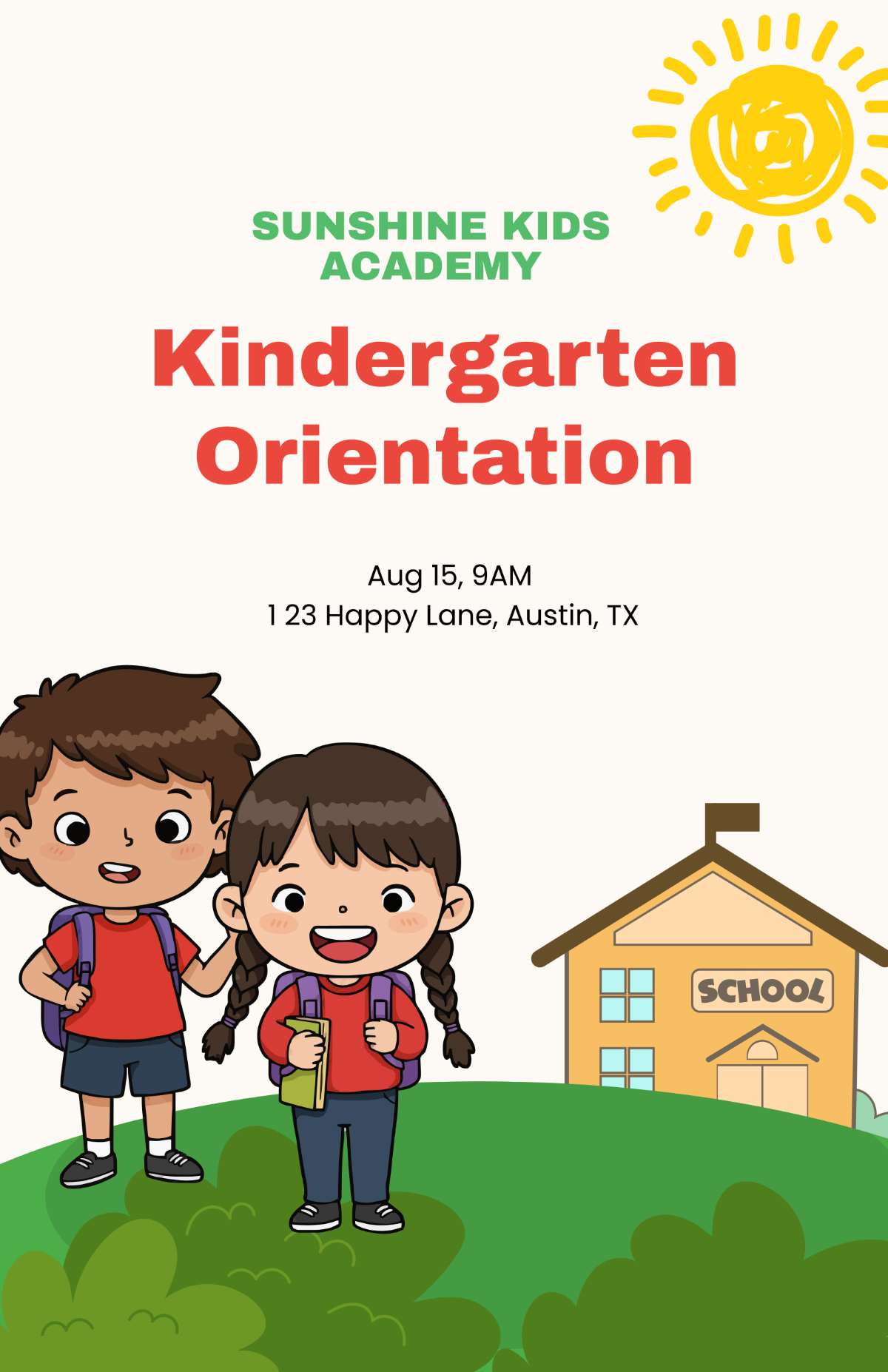 Free Kindergarten Orientation Poster Template