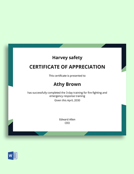FREE Safety Certificate Templates - PDF | Word | PSD | Google Docs ...