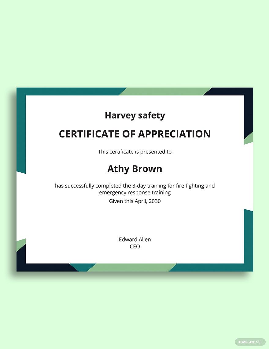 Employee Safety Certificate Template in Word, Publisher, Google Docs, Pages - Download | Template.net