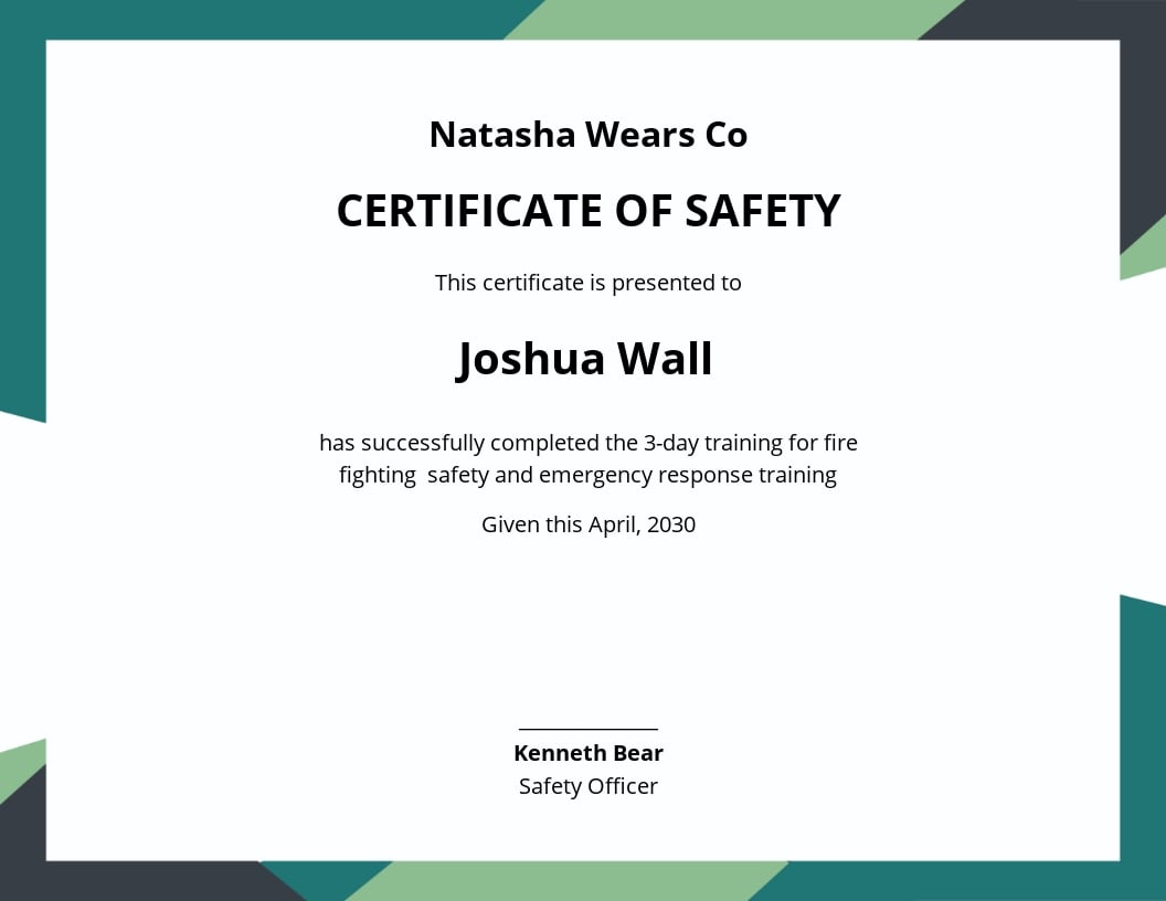Safety Award Certificate Word Doc Printable | Images and Photos finder