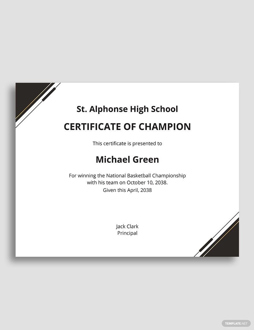 Champion Certificate Template