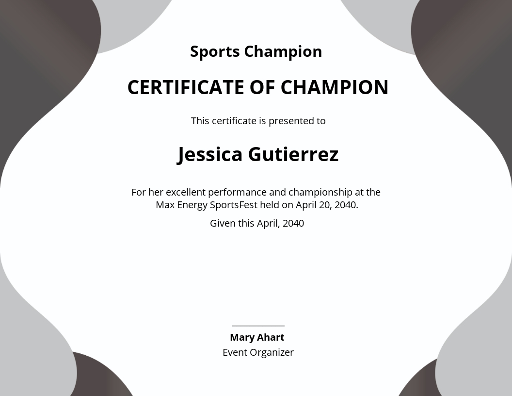 Free Sports Champion Certificate Template.jpe