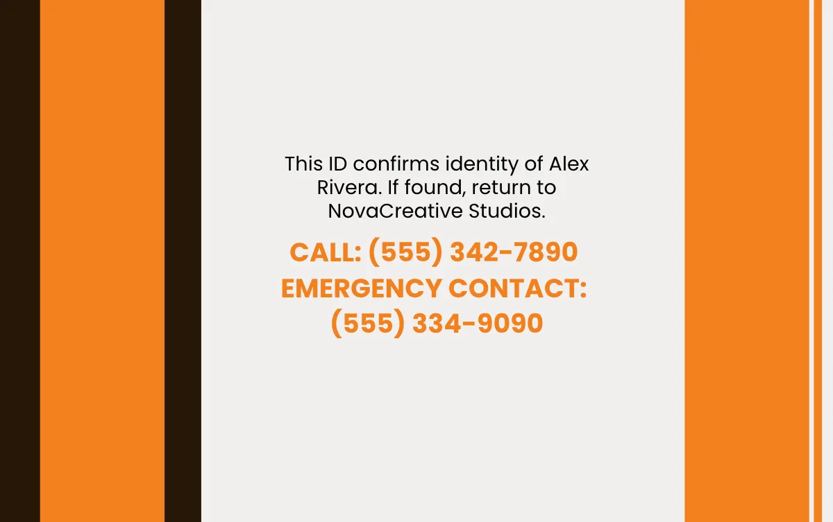 Free Simple Horizontal Personal ID Card Template to Edit Online